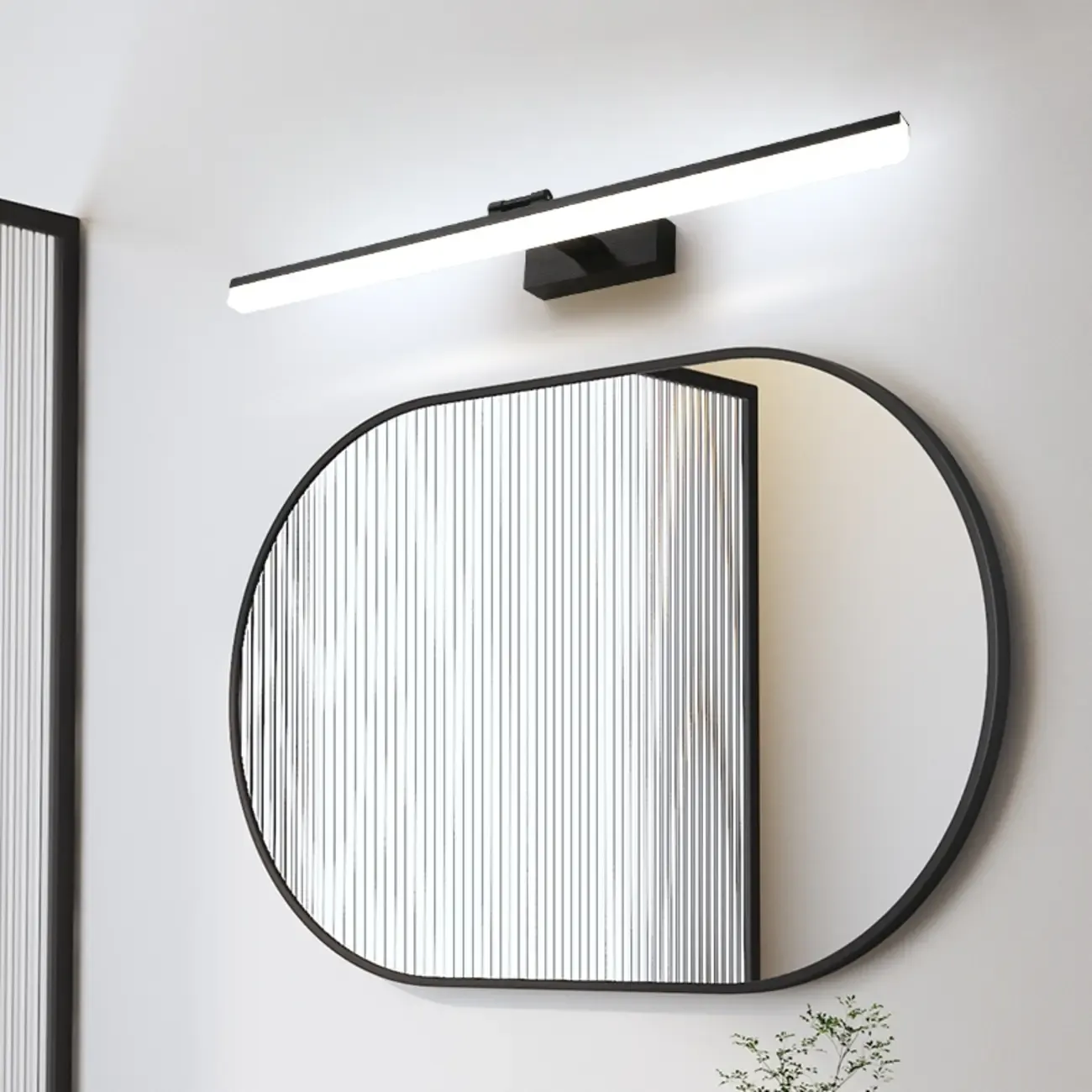 Rectangle 1-Light Black Metal Vanity Light for Bathroom