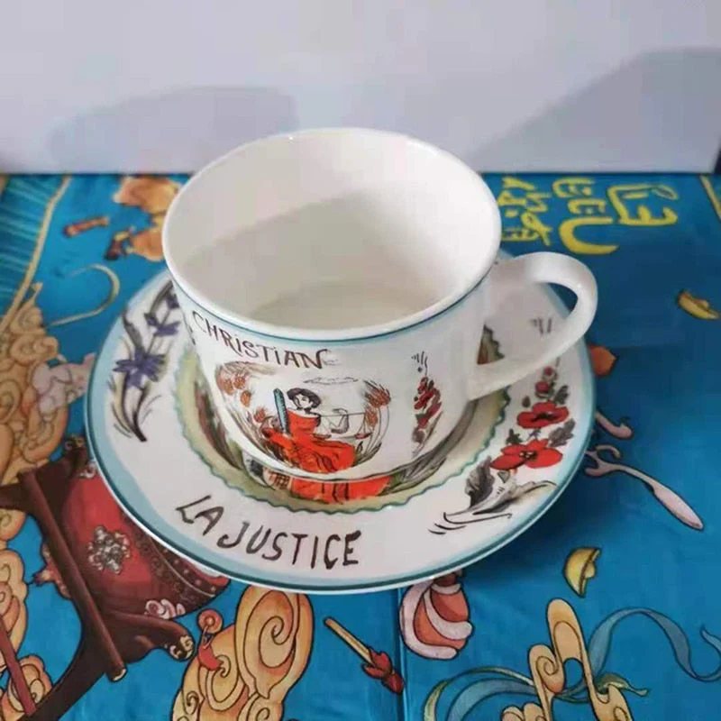 HULIANFU Retro Plate Bone China Dinner Set Nordic Kitchen Ceramic Dessert Charger Plates for Wedding Tableware Trays Decorative Mug Cup - Deanwangkt