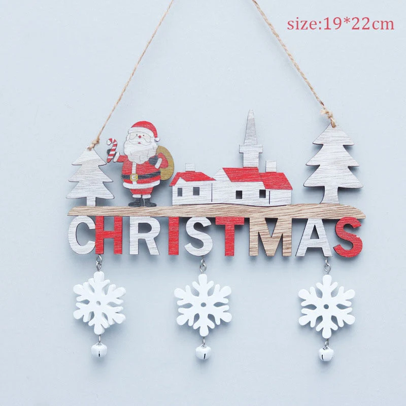 HULIANFU Wooden Christmas Door Wreath Oranments Wall Xmas Dec Merry Christmas Decor For Home  Happy New Year Naviidad Door Wreath - Deanwangkt