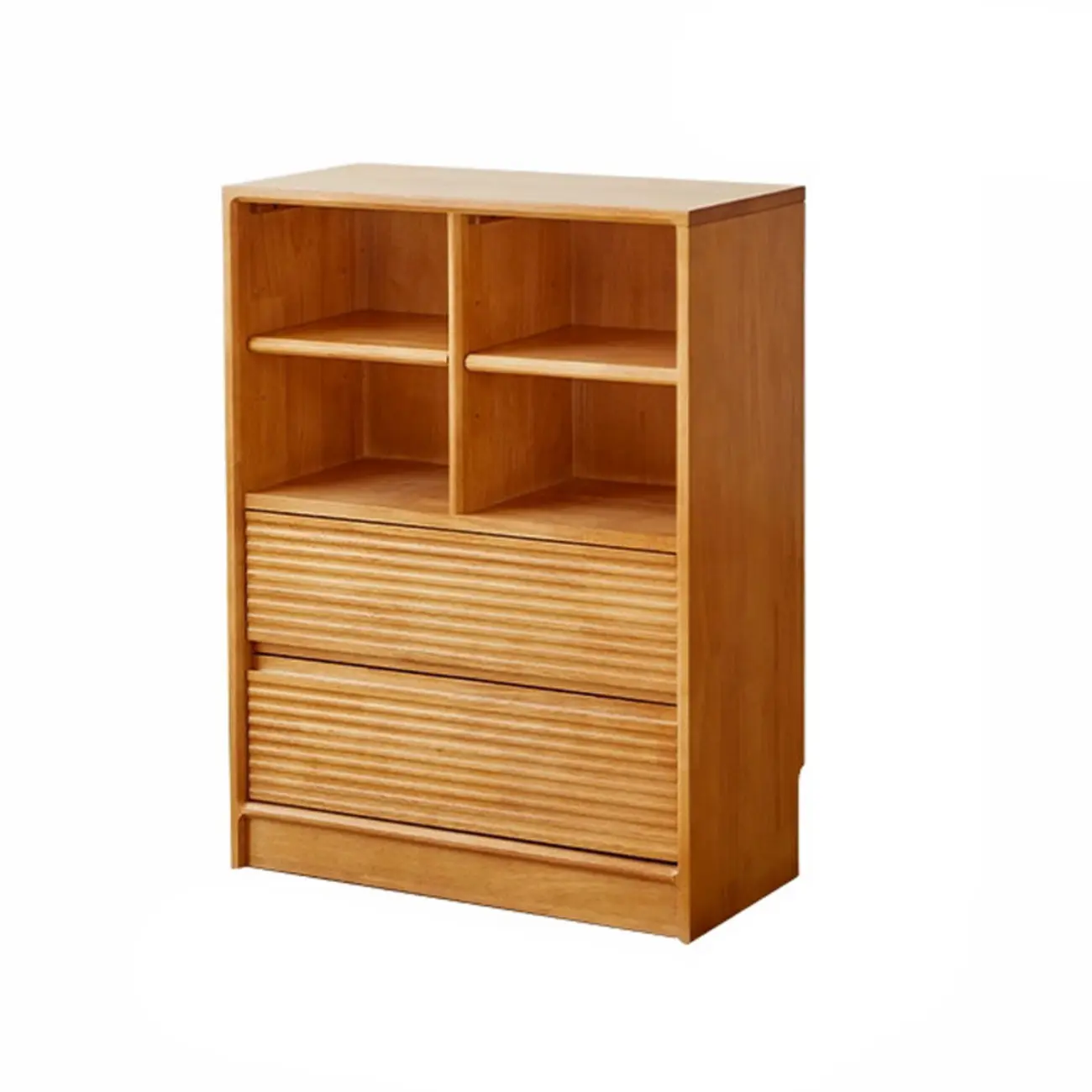 Scandinavian Light Wood 2-Shelf Bookcase with Drawers