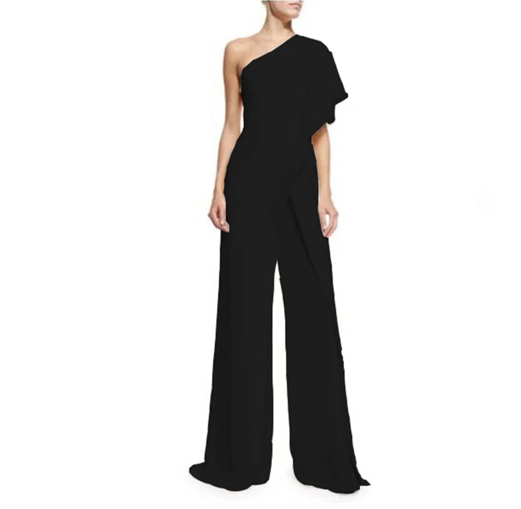 Hulianfu Sexy Ruffles Asymmetrical Solid Casual Overalls Holiday Rompers Women Long Jumpsuits Summer Playsuits Plus Size 5XL - Deanwangkt
