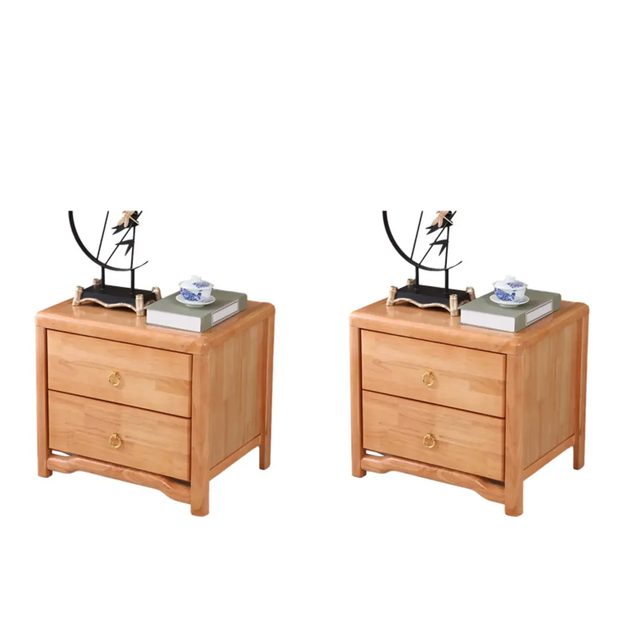 Bedroom Black Wooden 2-Drawer Narrow Nightstand