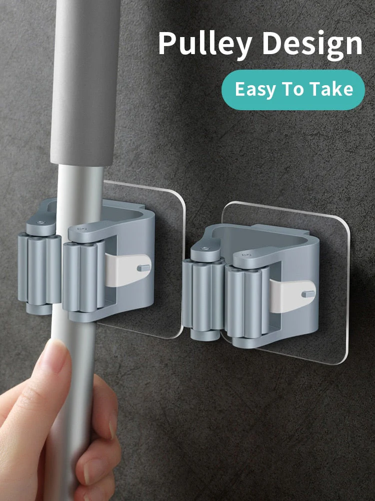 HULIANFU JOYBOS Mop Hook Free Punch Strong Viscose Wall Hanging Household Seamless Storage Mop Clip Bathroom Hanging Mop Holder KR3 - Deanwangkt