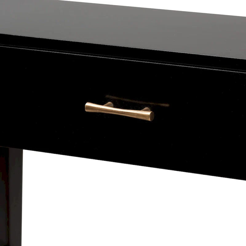 Freya Modern Bohemian Bayur Wood 1-Drawer Console Table-Black