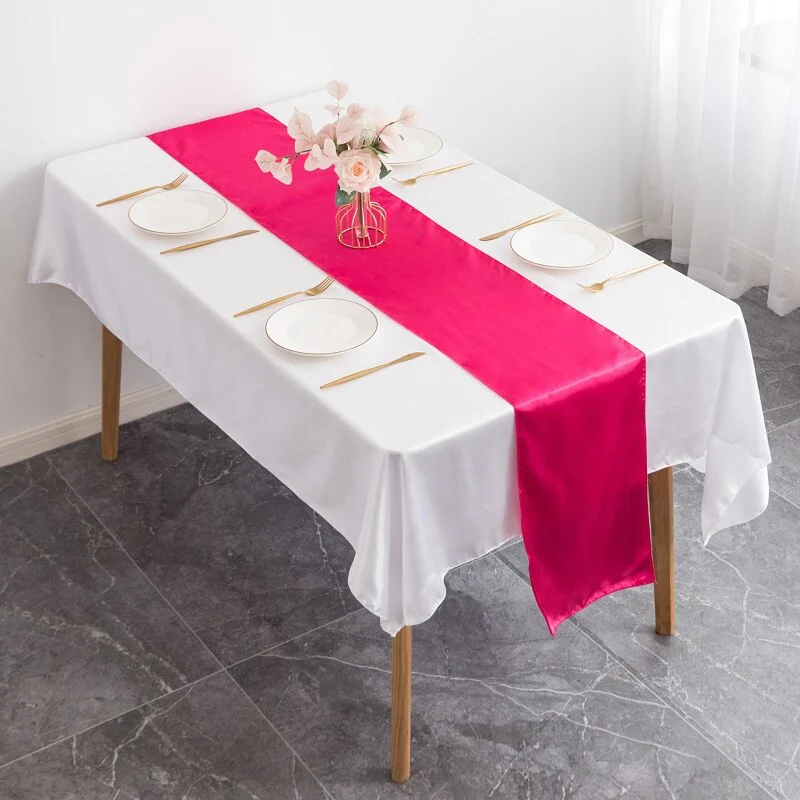HULIANFU Table Runner Satin Shiny Colour Wedding Decoration Hotel Birthday Party Show Banquet Table Runner - Deanwangkt