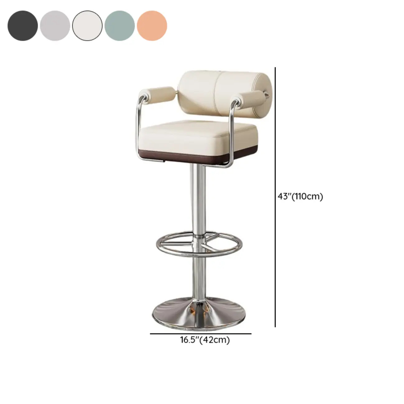 Square Adjustable Leather Gold Legs Swivel Bar Stools