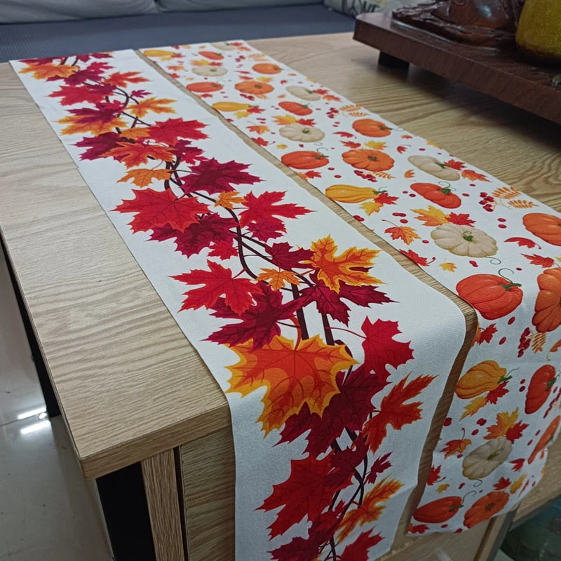 HULIANFU Thanksgiving Table Runner Pumpkin Maple Leaves Halloween Kitchen Dining Table Decoration Christmas For Outdoor Home Party Decor - Deanwangkt