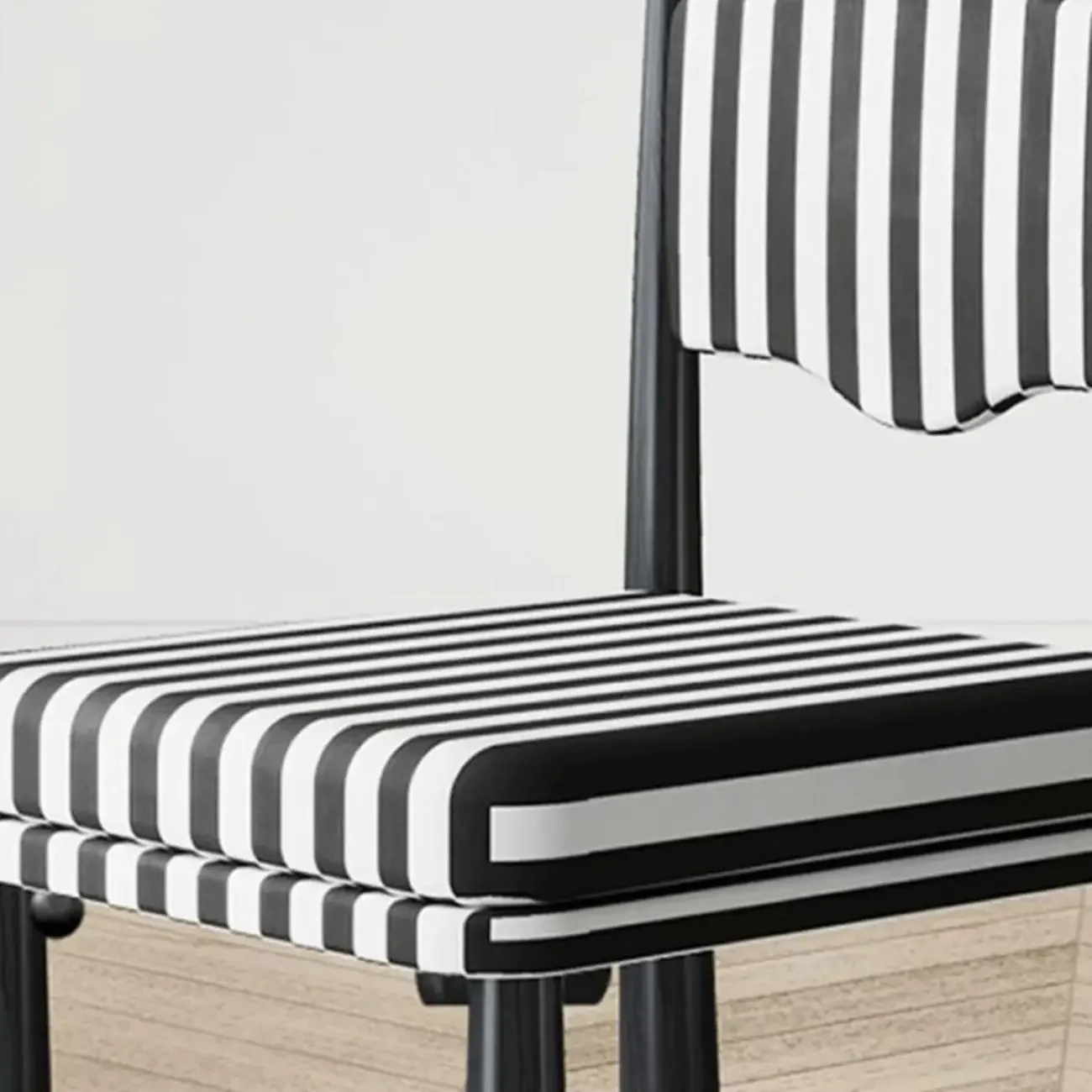 Upholstered Black Armless Striped Dining Chair