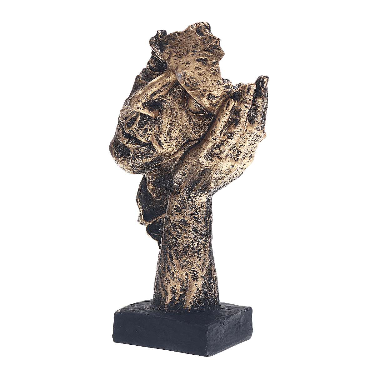 HULIANFU Nordic Simple Abstract Sculpture Figurine Ornaments Silence Is Gold Office Home Decoration Accessories Modern Art Resin Decor - Deanwangkt