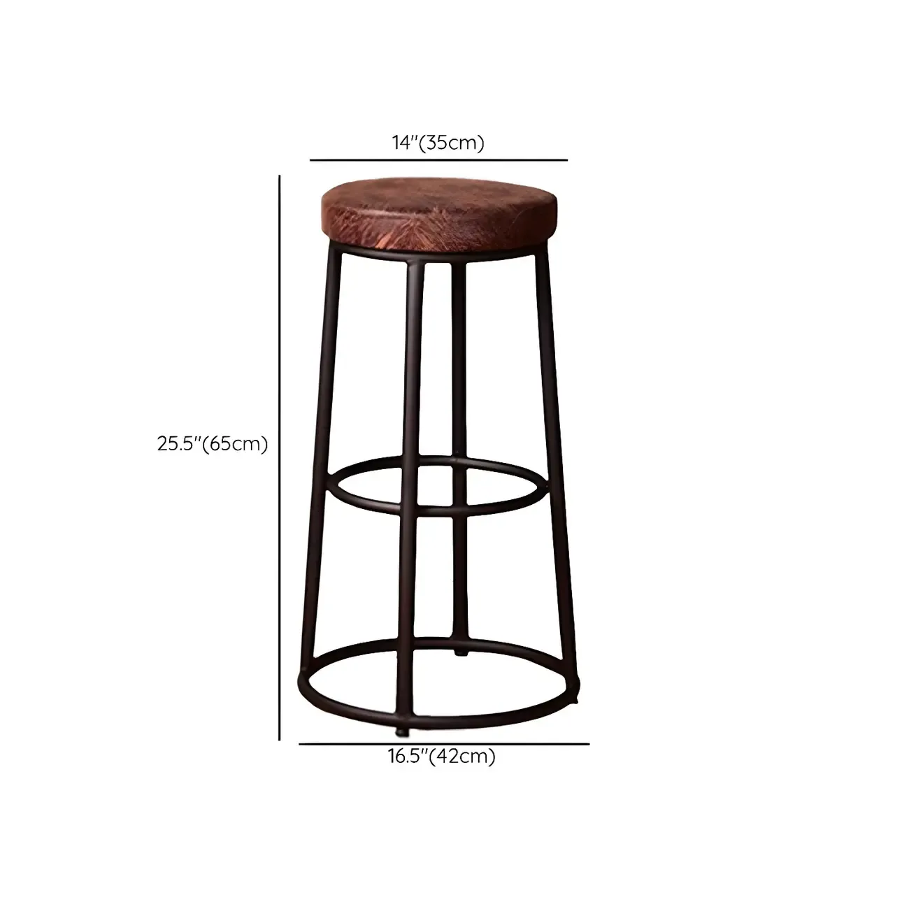 Backless Industrial Round Wooden Bar Stools