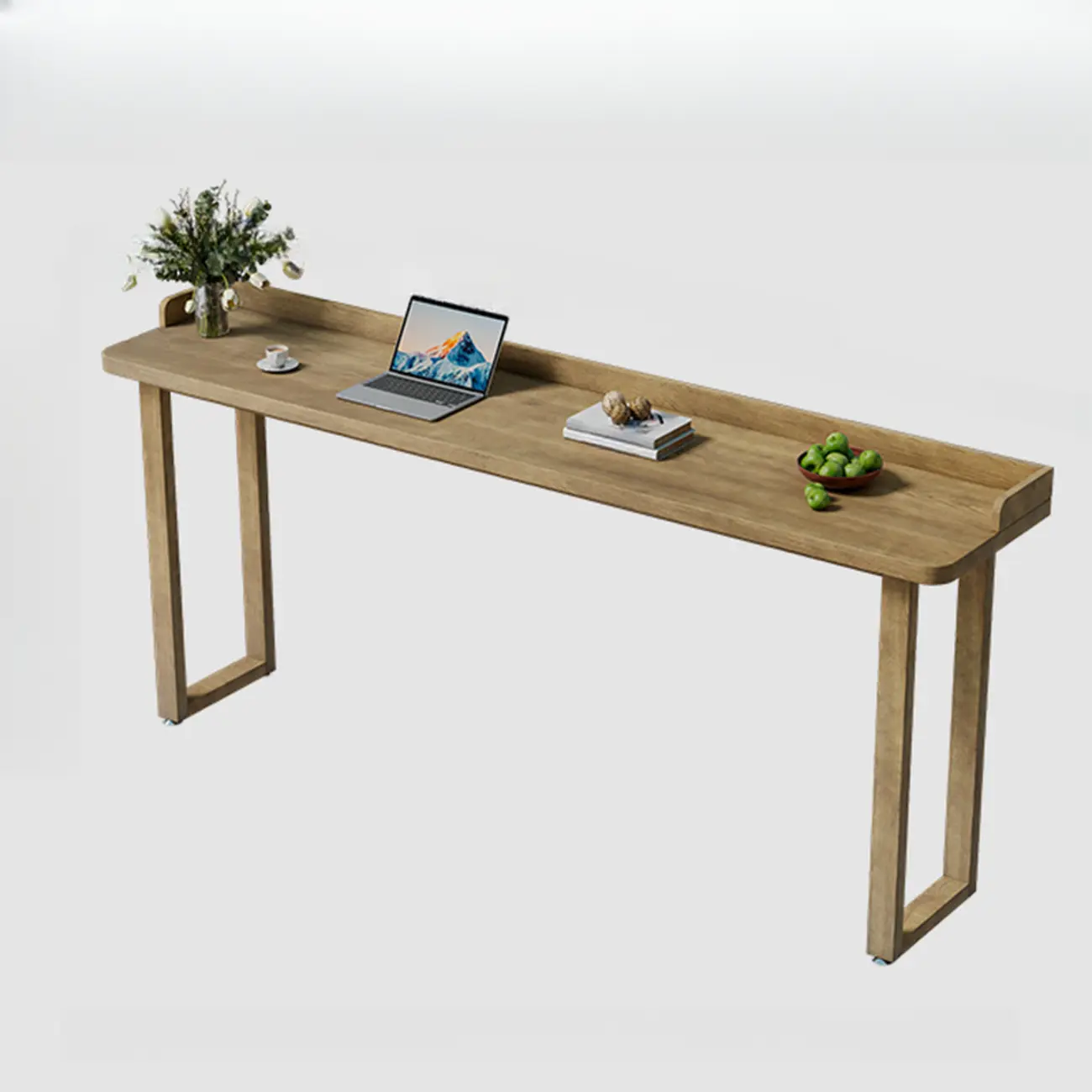 Natural Wood Rectangle Counter Height Bar Table with Rim