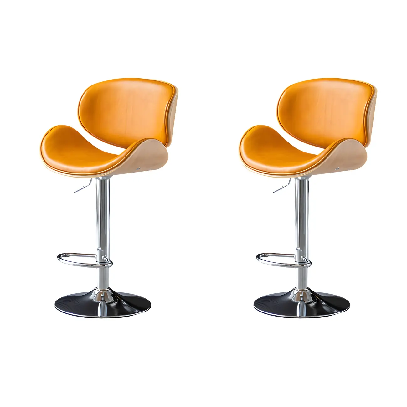 Arched Blackish Green Leather Swivel Adjustable Bar Stool