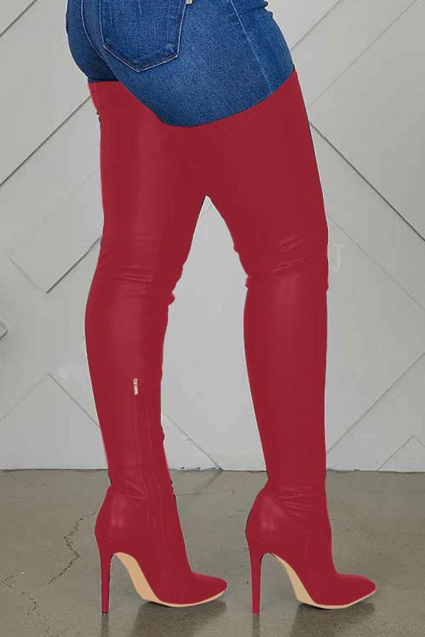 hulianfu Solid Color High Heels Modern Zip Through Boots - Deanwangkt