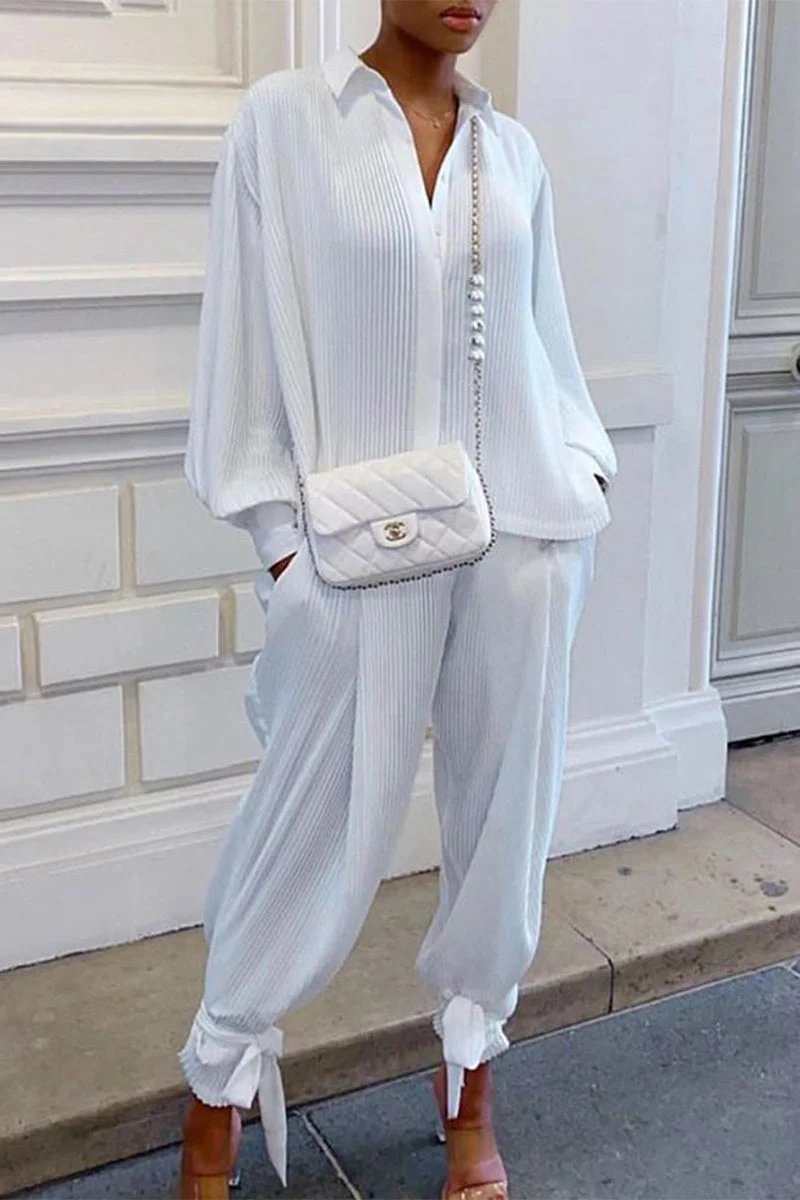 hulianfu Casual Solid Pocket Turndown Collar Long Sleeve Two Pieces(4 Colors) - Deanwangkt
