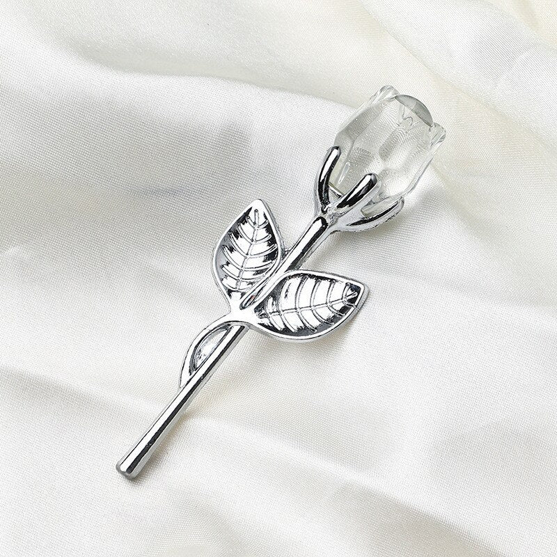 HULIANFU Valentines Day Gift Crystal Glass Rose Artificial Flower Silver Gold Rod Rose Flower for Girlfriend Wedding Gifts for Guest - Deanwangkt
