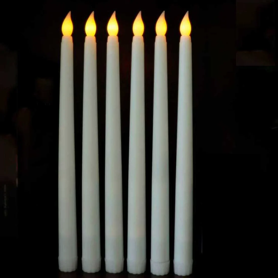 HULIANFU Pack of 6 Black/White LED Birthday Candles,Yellow/Warm White Plastic Flameless Flickering Battery Operated LED Halloween Candles - Deanwangkt