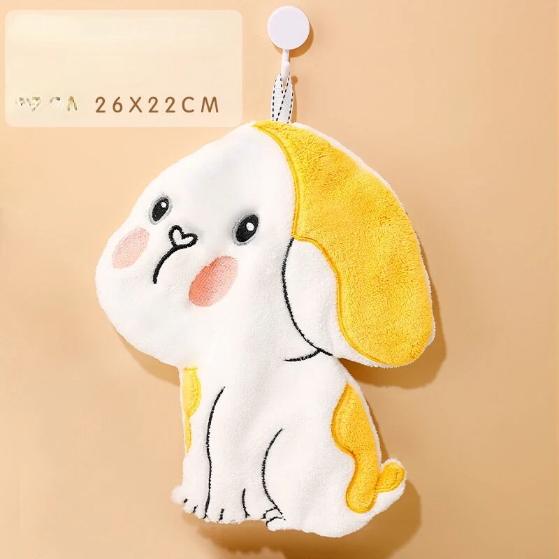 HULIANFU Lovely Cartoon Handkerchief Towel Hanging Absorbent Coral Velvet Wipe a Towel Household Kitchen Quick Drying Hand Cloth - Deanwangkt
