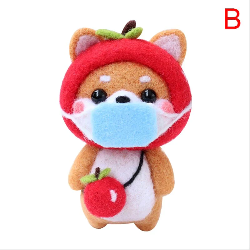 HULIANFU Non-Finished Felt Kit Cute Animal Collection Panda Squirrel Cat Penguin Doll Wool Felt Poked Kitting DIY Felting Materials - Deanwangkt