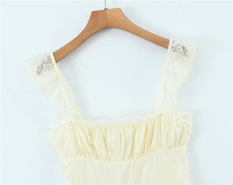 Hulianfu 2026  Spring Summer New Sexy Casual Chic Slim Backless Lace Square Neck Short Strap Mini Dress For Women - Deanwangkt