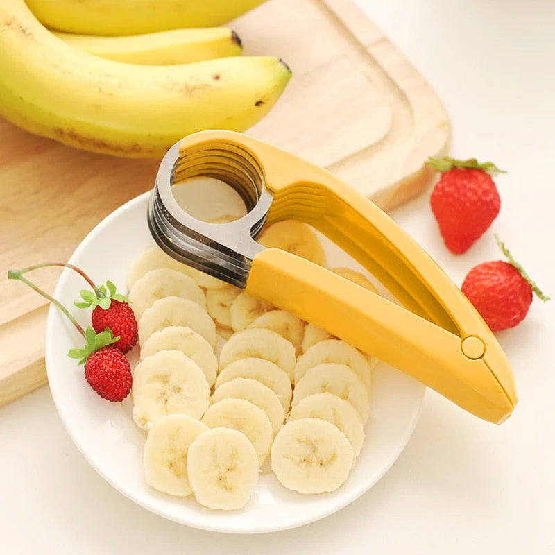HULIANFU Kitchen Accessories Banana Slicer Fruit Vegetable Sausage Slicer Stainless Steel Banana Cutter Salad Sundaes Tools Cooking Tools - Deanwangkt