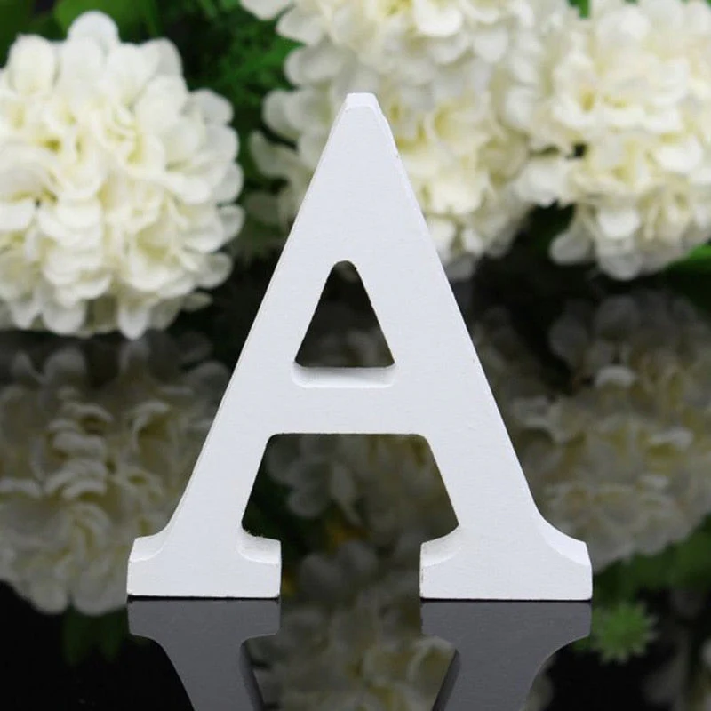 HULIANFU White Wood Letter Alphabet DIY Personalised Name Design Art Crafts Free Standing Xmas Birthday Wedding Party Home Decoration - Deanwangkt