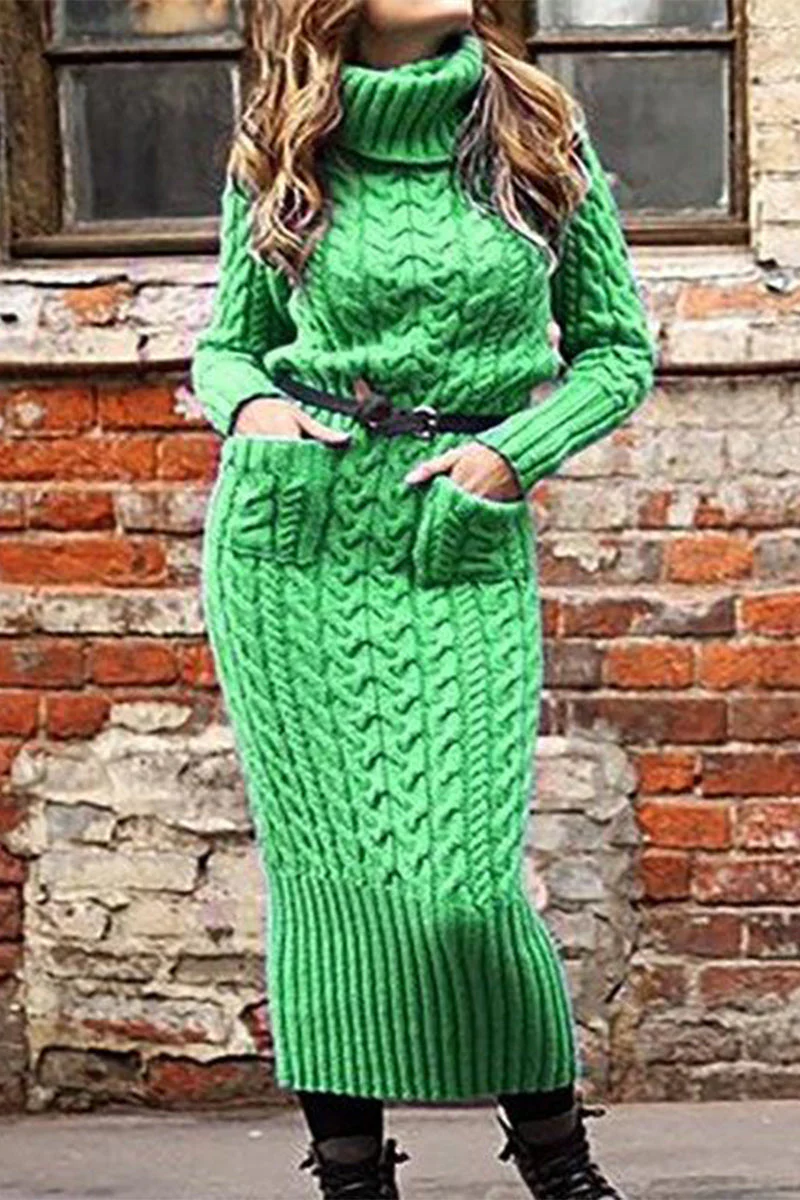 hulianfu Work Striped Without Belt Solid Color Turtleneck Sheath Dresses - Deanwangkt