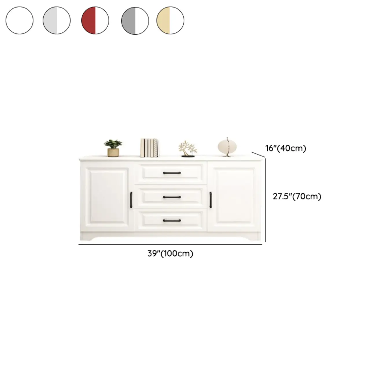 Modern Rectangular White 3-Drawer Wooden TV Stand