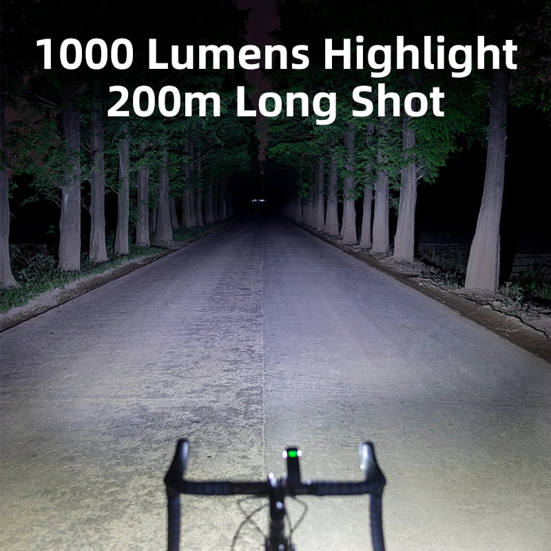 HULIANFU ROCKBROS 1000LM Bike Light Front Lamp USB Rechargeable LED 4800mAh Bicycle Light Waterproof Headlight Bike Accessories - Deanwangkt