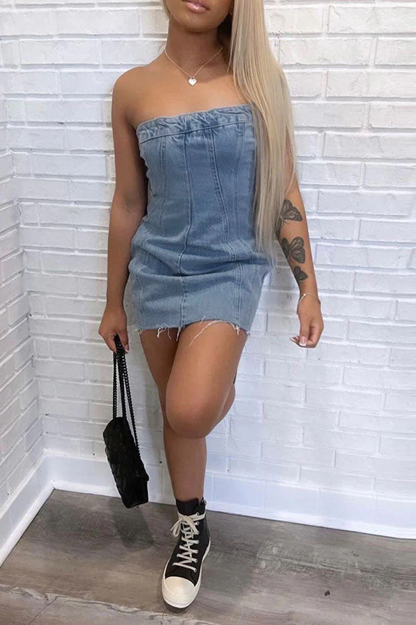 Patchwork Modern Denim Mini Dress - Deanwangkt