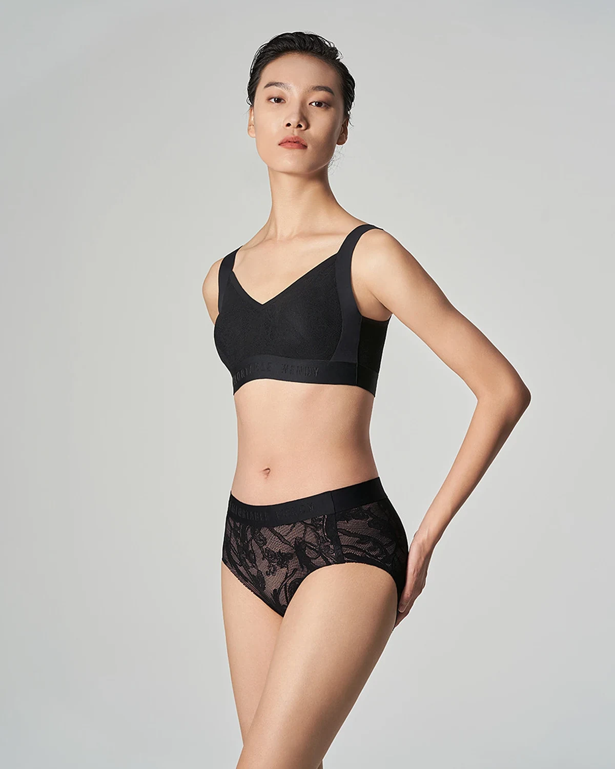 Flying Vest Wide-Strap Bra Set Comfortable Breathable Hollow Letter Lace Patchwork Women's Bra and Panties