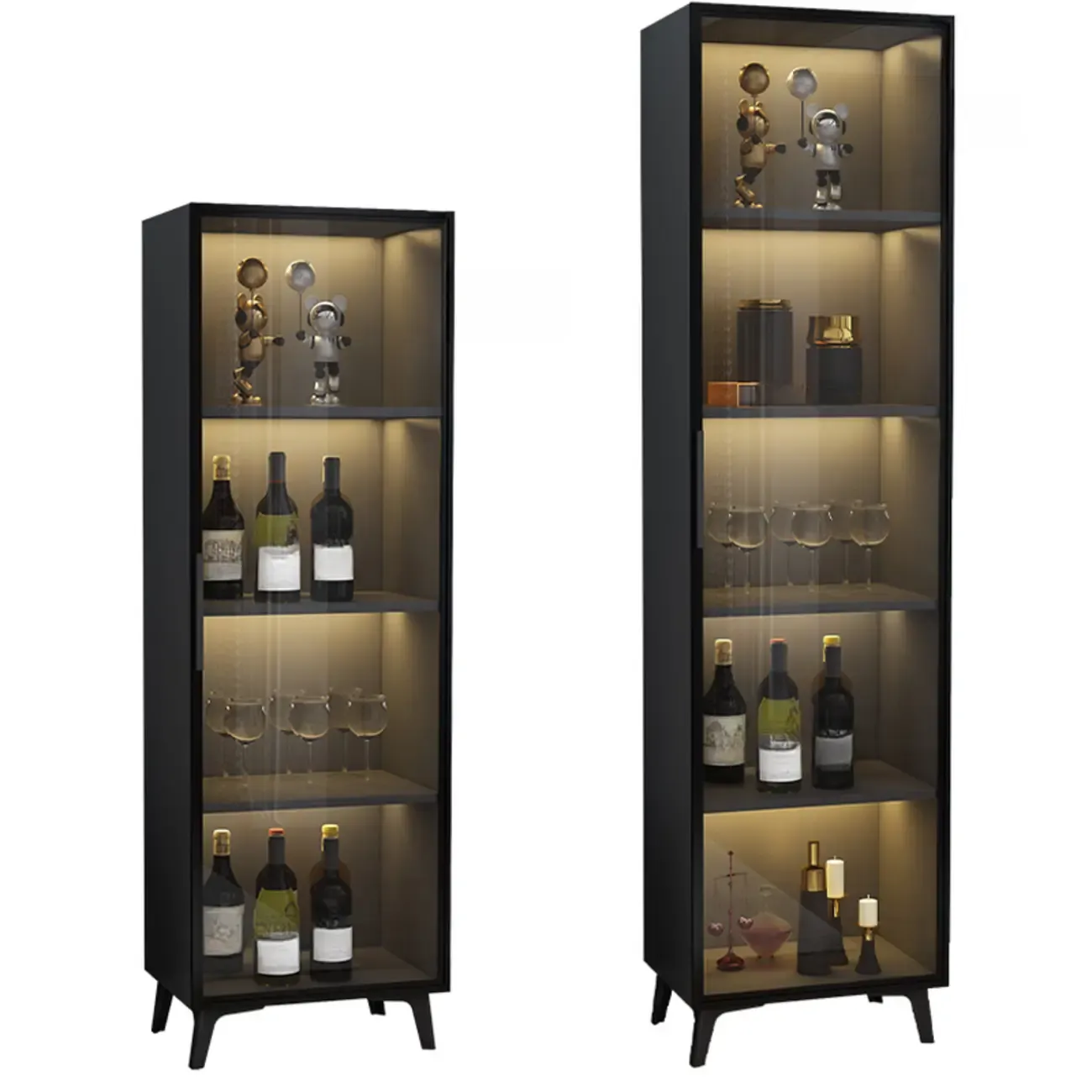 Compact Freestanding Enclosed Wooden Glass Curio Cabinet