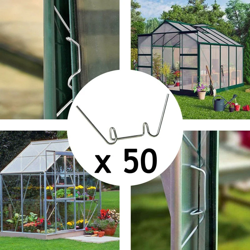 HULIANFU Promotion! 50Pcs Stainless Steel Greenhouse W Clips Spring Wire Glazing Glass Frame Fixing Clamp - Deanwangkt
