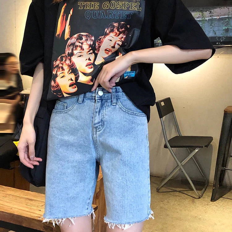 Spring And Summer New Women's Casual Loose Denim Shorts Fashion High Waist Wide Leg Shorts Female Bottoms B01409O - Deanwangkt