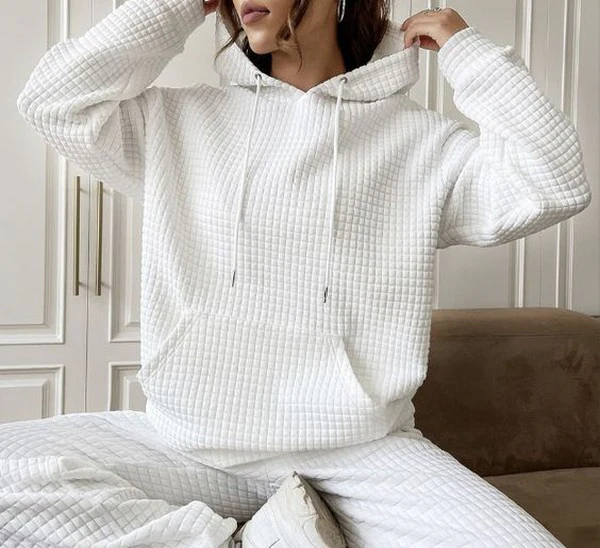 Vintage Plain Hoodie Two Piece Set