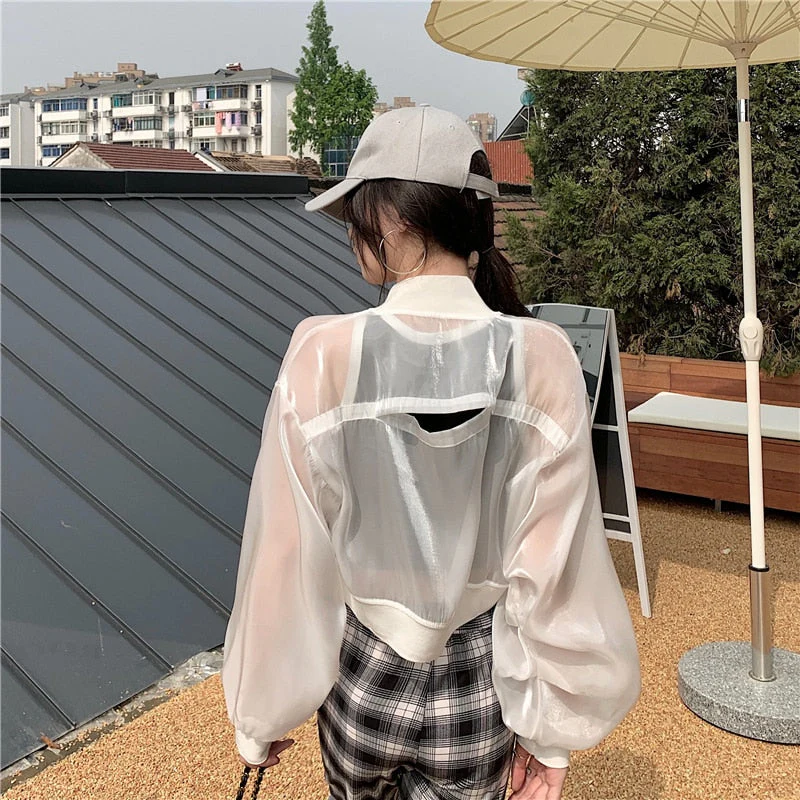 Hulianfu Jackets Women Cropped Thin Summer Zipper Pure Color Cool Simple Outwear Sun Protection Outdoor Fashion Ladies Leisure Popular - Deanwangkt