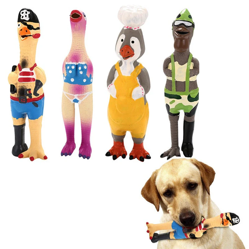 HULIANFU Pets Dog Toys Screaming Chicken Squeeze Sound Toy Rubber Pig Duck Squeaky Chew Bite Resistant Toy Puppy Training Interactive - Deanwangkt