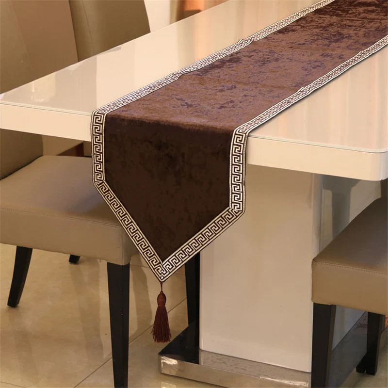 HULIANFU New Chinese high-end tablecloth flag shoes cabinet cover cloth European velvet bed runner simple color table cloth - Deanwangkt