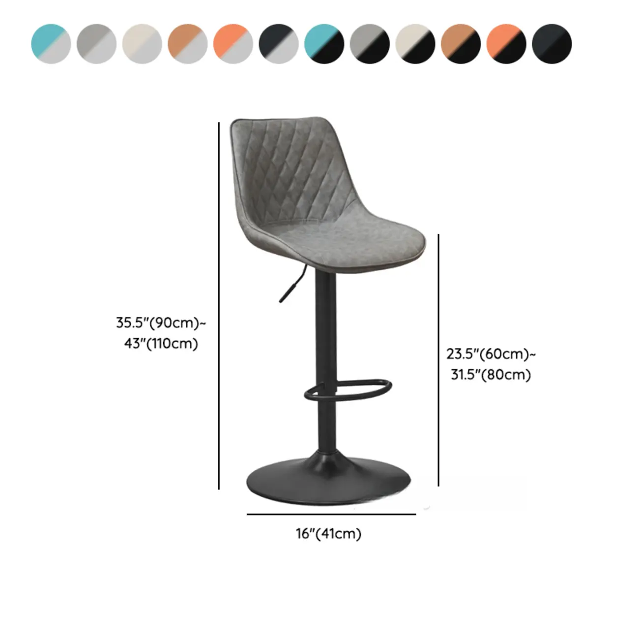 Chic Leather Tufted Swivel Adjustable Bar Stool