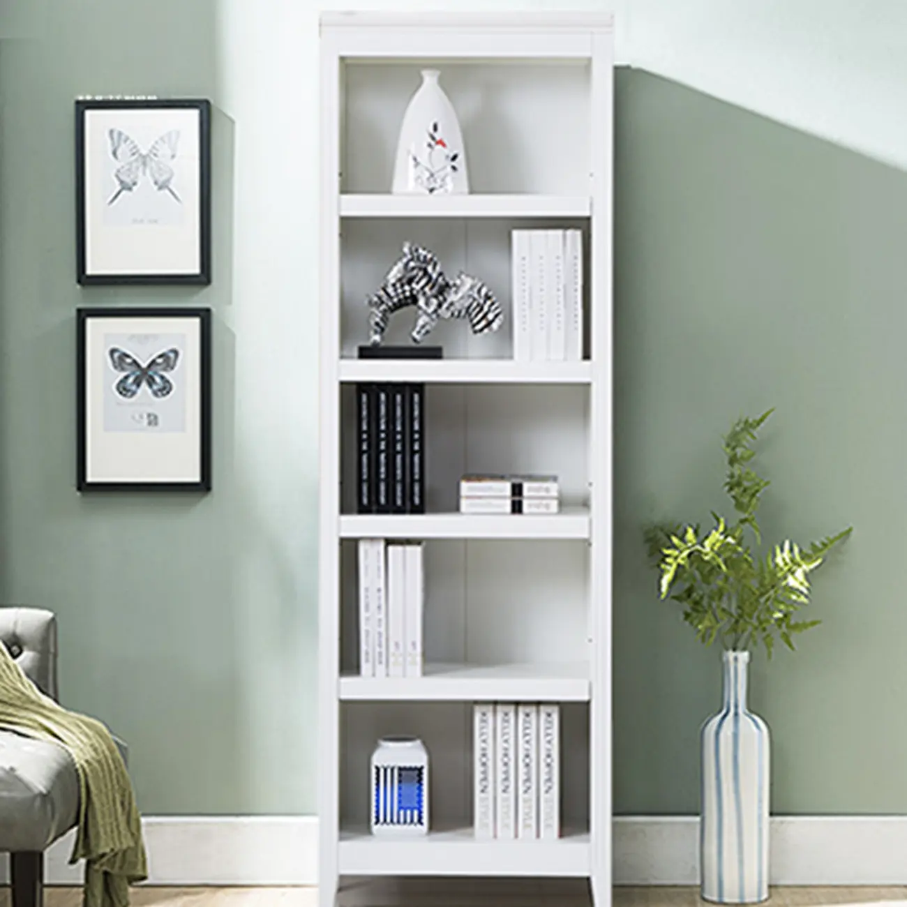 Classic Birch Wood 5-Tier Vertical Barrister Bookcase