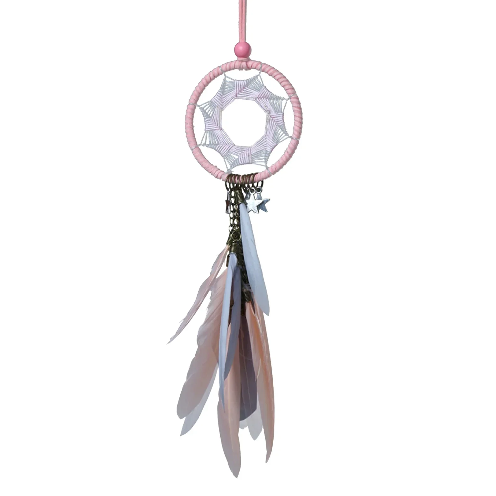 HULIANFU New Indian Style Dreamcatcher Moon Handmade Wind Chimes Wall Ornament Girls Room Decoration Feather Dream Catcher - Deanwangkt