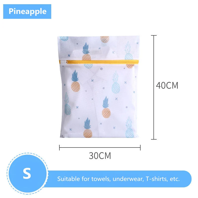 HULIANFU Pineapple Printing Zippered Mesh Laundry Bag Polyester Washing Net Bag For Underwear Sock Washing Machine Pouch Clothes Bra Bags - Deanwangkt