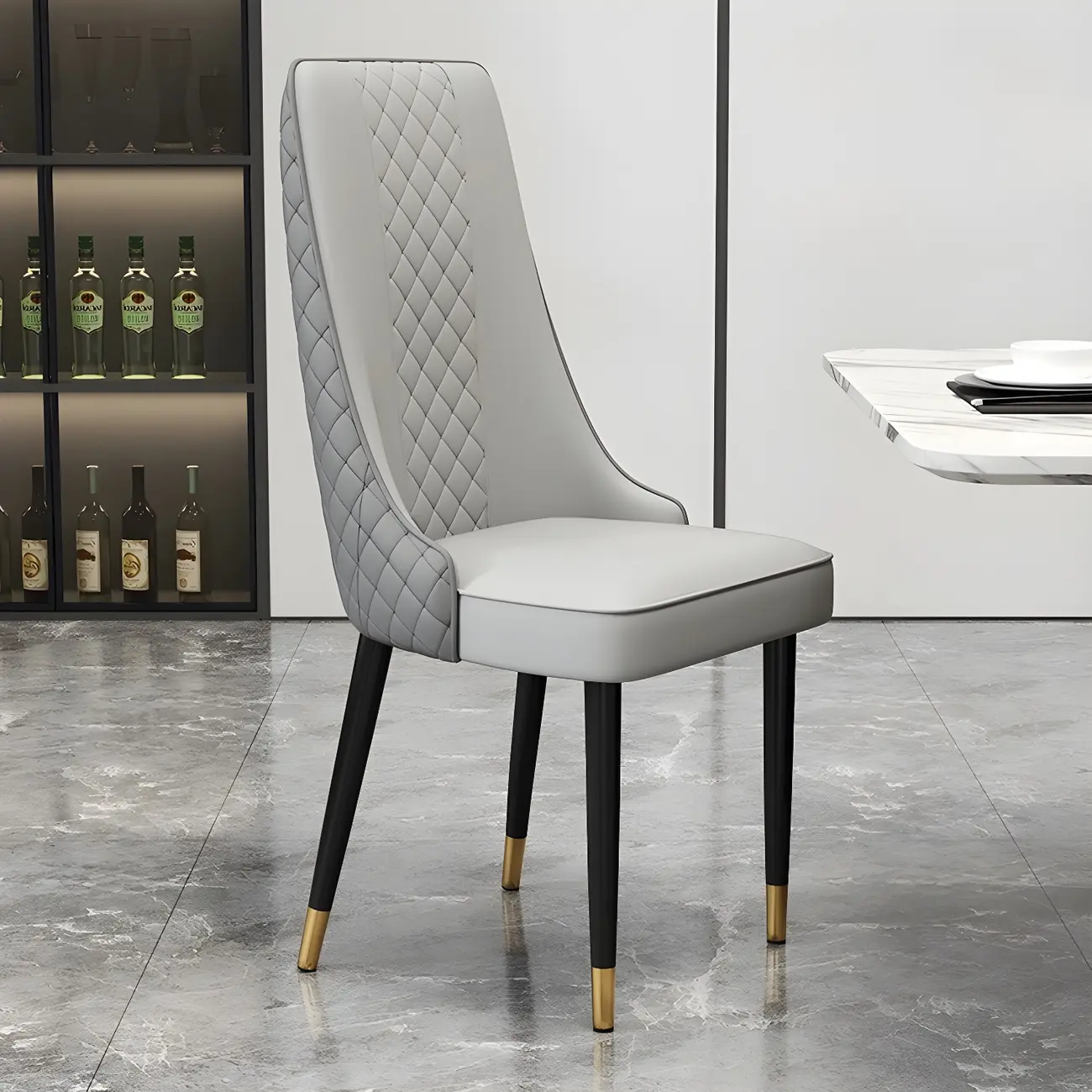 Modern Leather Full Back Upholstered Dining Chair