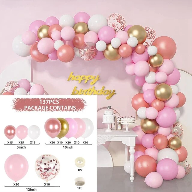 HULIANFU Macaron Pink Balloon Garland Arch Kit Wedding Birthday Party Decoration Kids Globos Rose Gold Confetti Latex Ballon Baby Shower - Deanwangkt