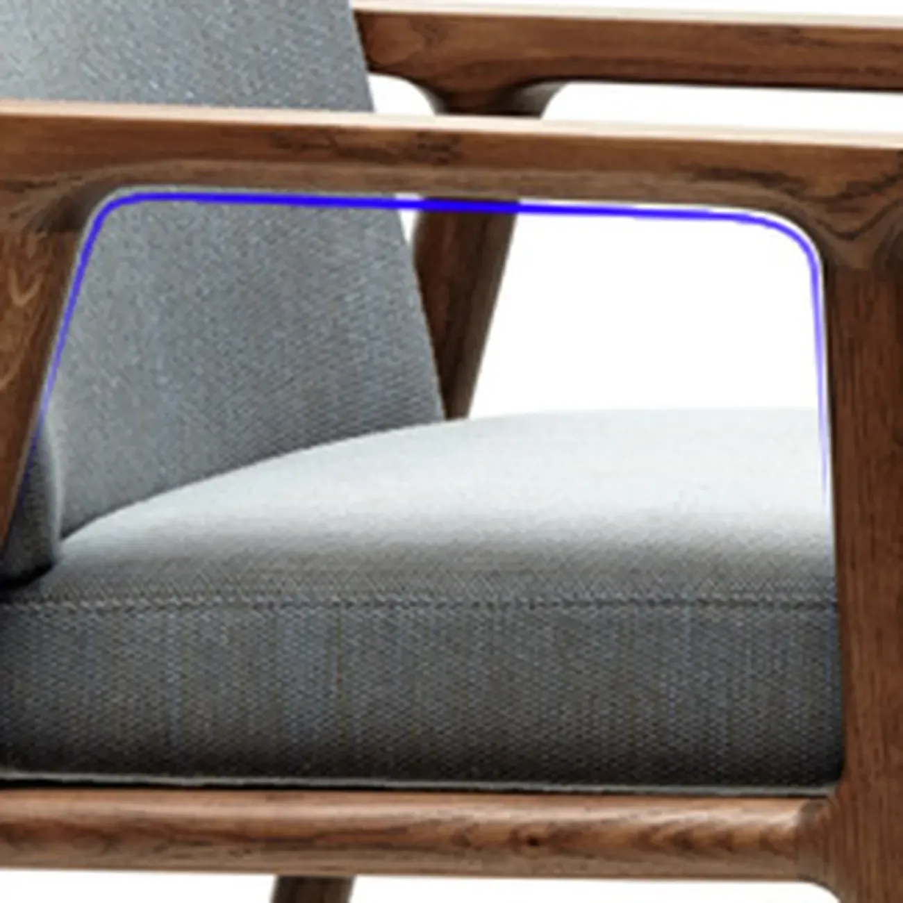 Modern Upholstered Dining Chair Square Shape with Wood Arms