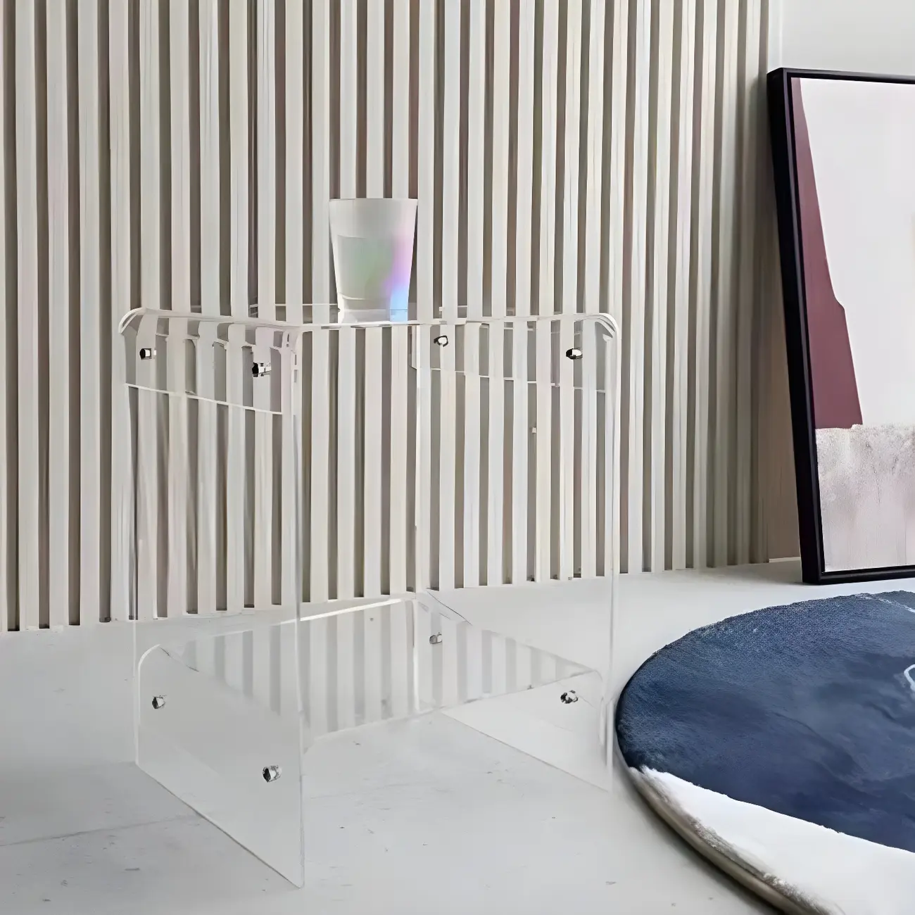 Modern Acrylic Bedside Table with Shelf
