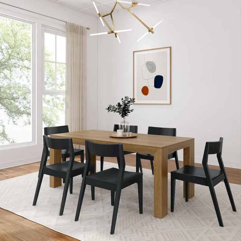 Plank and Beam 72   Modern Solid Wood Table and Chairs Dining Set