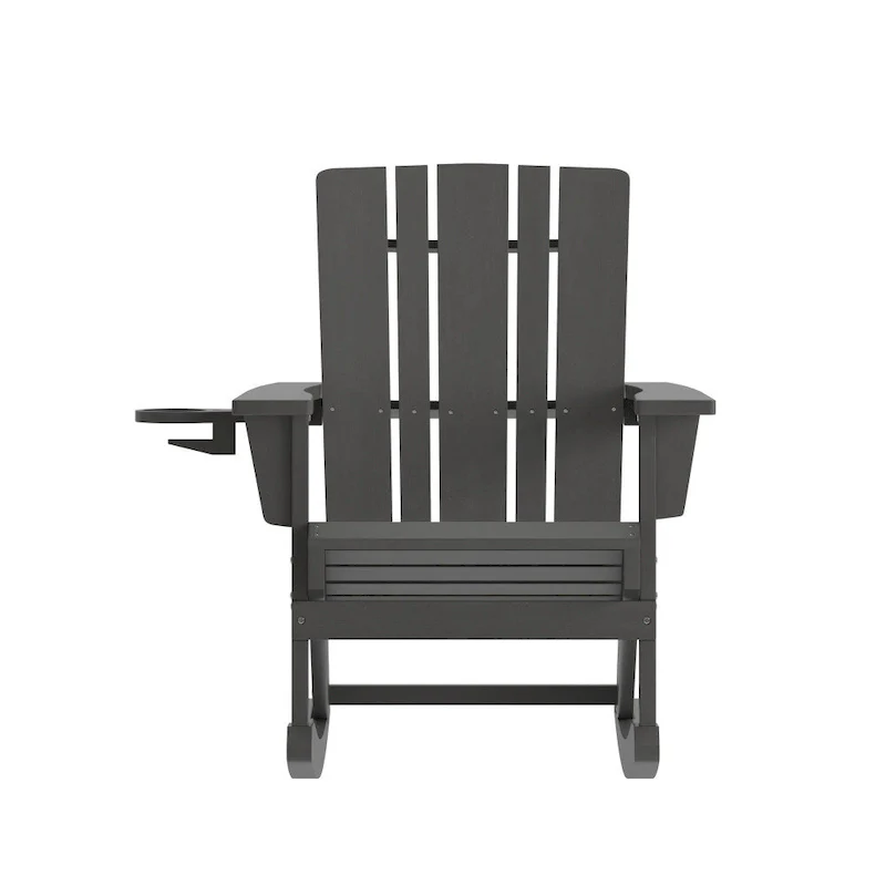 All-Weather Rocking Adirondack Chair with Swiveling Cupholder