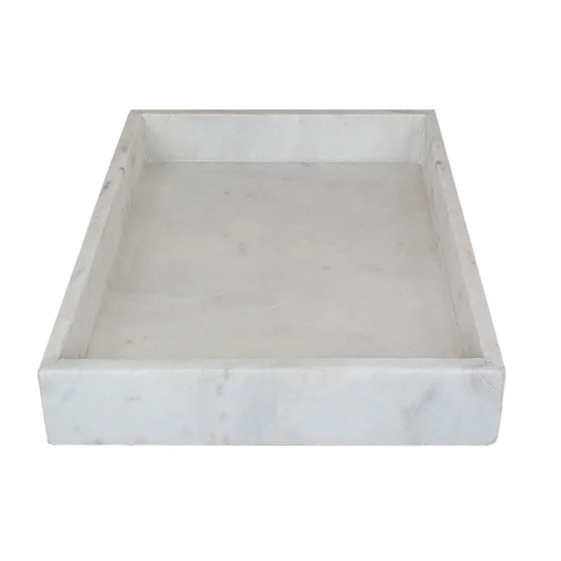 A&B Home Rectangular Marble Tray - White
