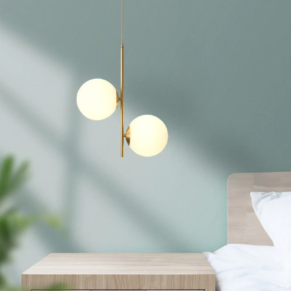 HULIANFU Modern simple Coppery Restaurant Pendant light luxury Bedside Nordic designer Creative personalized Acrylic ball G9 Hanging lamp - Deanwangkt