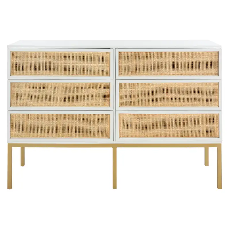 SAFAVIEH Audrey 6 Drawer Rattan Dresser